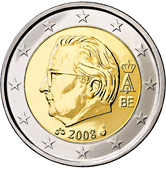 2 Euro Belgio Re Alberto seconda serie dritto