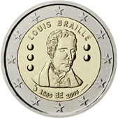 2 Euro Commemorative coin Belgium 2009 - 200th birthday of Louis Braille