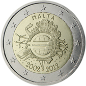 2 Euro Commemorative coin Malta 2012 - 10th anniversary of Euro