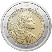 2 Euro Commemorative coin San Marino 2019 - Leonardo da Vinci