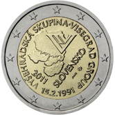 2 Euro Commemorative coin Slovakia 2011 - 20th anniversary of Foundation of the Visegrád Group