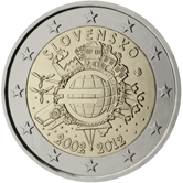 2 Euro Commemorative coin Slovakia 2012 - 10th anniversary of Euro