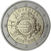 2 Euro Commemorative coin Slovenia 2012 - 10th anniversary of Euro