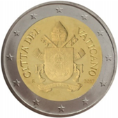 2 Euro Vatican City Coat of arms Pope Francis obverse